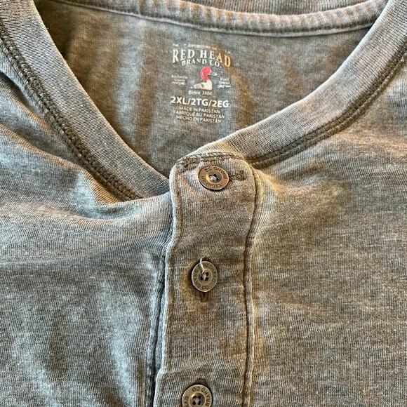 Redhead Co. quarter button down, crewneck, T-shirt, men's size 2 XL - Picture 2 of 9